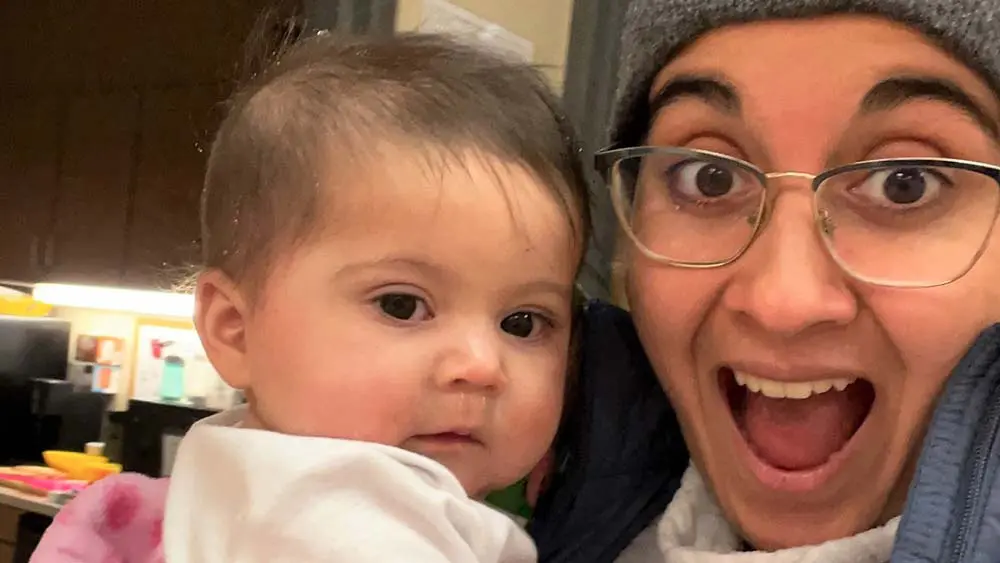 Woman holding baby