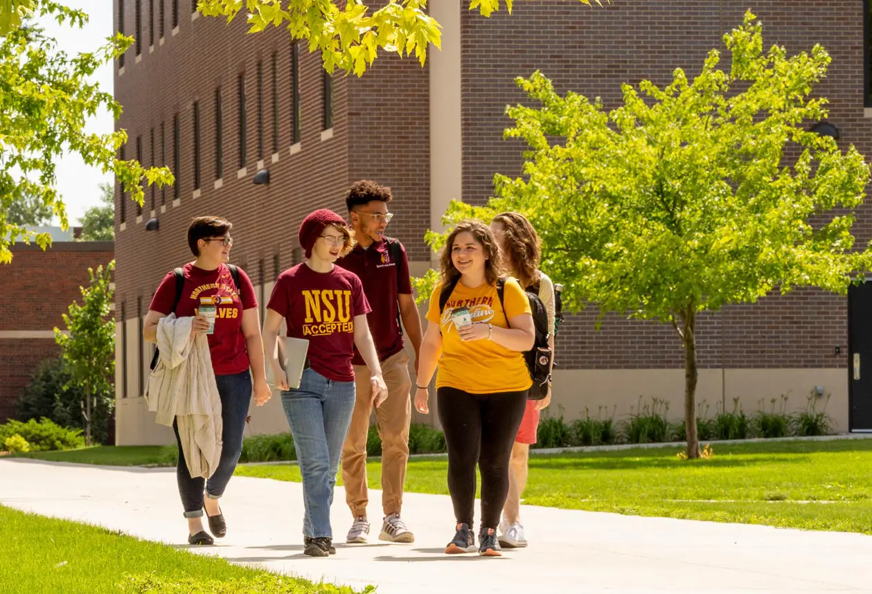 students walking on campus